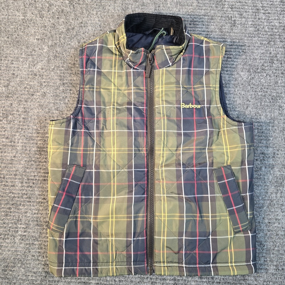 Barbour Quilted Gilet Plaid Vest Boys Kids 6/7